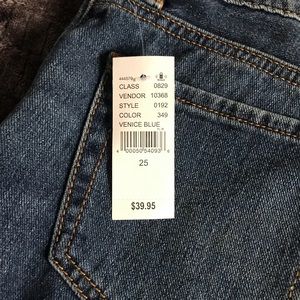 Low rise jean shorts. NEVER WORN.